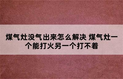 煤气灶没气出来怎么解决 煤气灶一个能打火另一个打不着